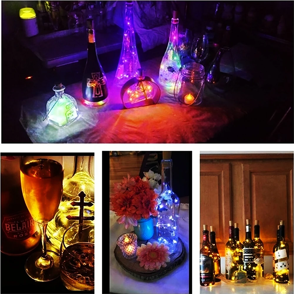 Luces LED para botellas de vino con corcho, luces de corcho de 1/2/3M, miniluces de hadas para botellas de licor, manualidades, decoración para