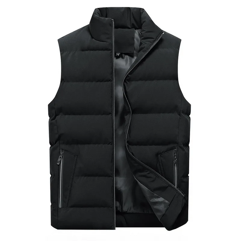 Gilet rembourré à col montant pour homme, couleur unie, grande taille 8XL, mode décontractée, Slim Fit, sans manches, chaud, automne et hiver