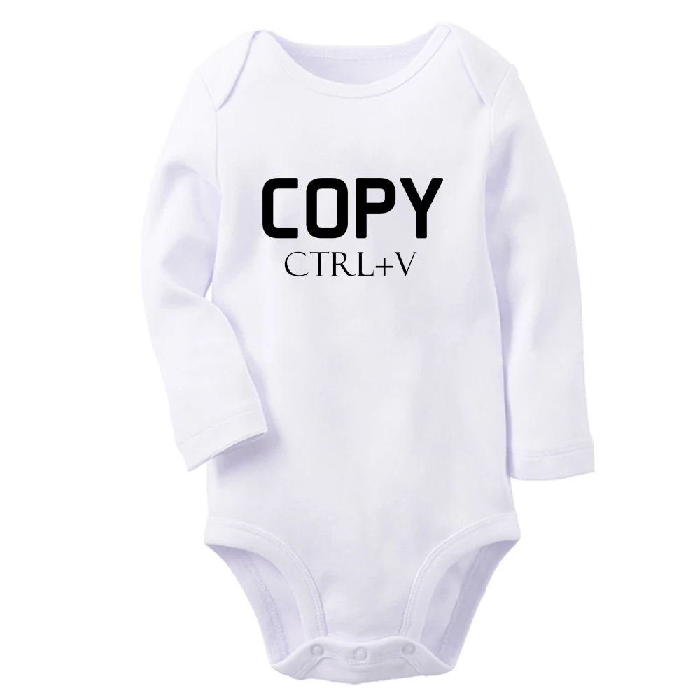 

iDzn New Copy From Dad Ctrl+V Fun Graphic Baby Bodysuit Cute Boys Girl Rompers Infant Long Sleeves Jumpsuit Newborn Soft Clothes