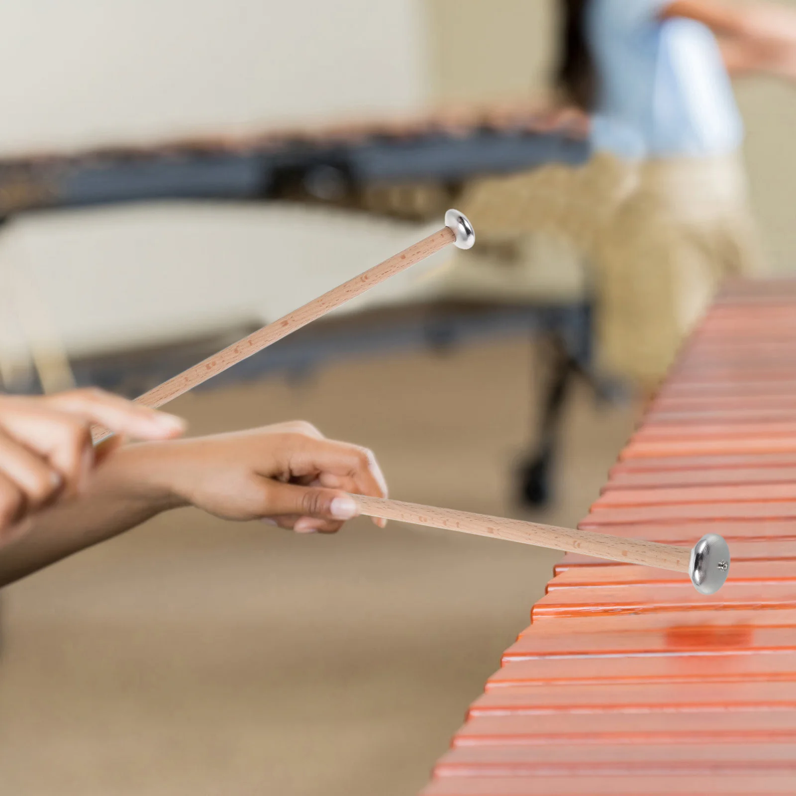 

1 Pair Bell Mallets Sturdy Aluminum Plate Hammer Short Handle Metal Head Glockenspiel Sticks Xylophone Chime Durable Drum