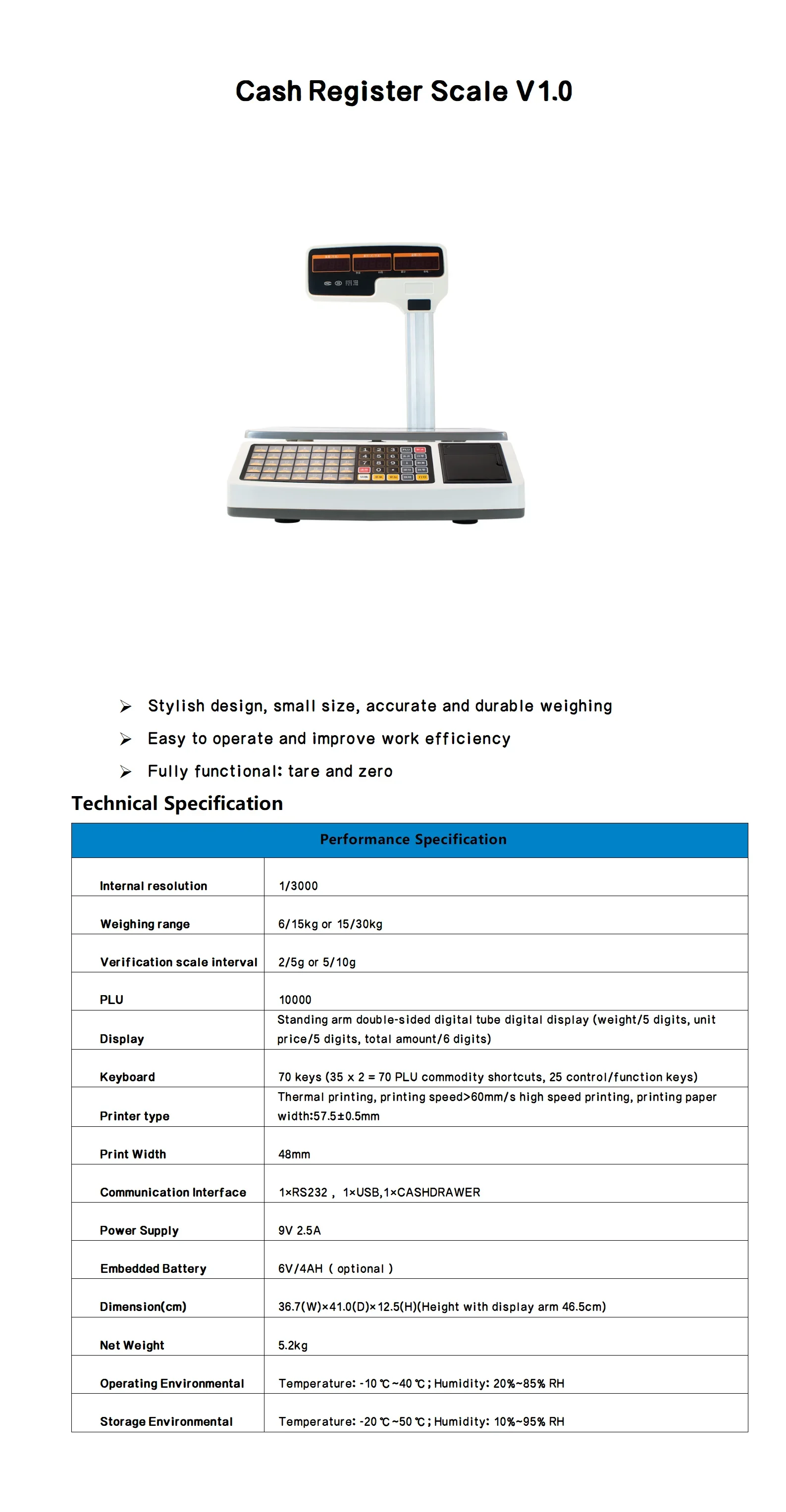 New Supermarket Fruit Shop Vegetable Market Candy Deli Cash Register Scale, Catering Takeaway Cash Register