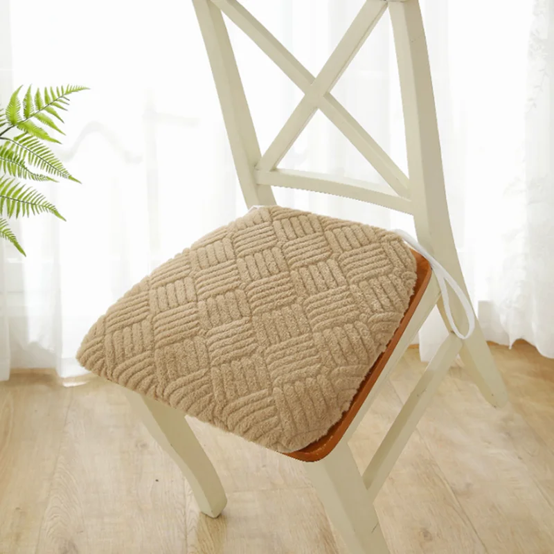 Simple Rabbit Plush Horseshoe Cushion Japanese Warm Non-Slip Chair Cushions with Strap Office Soft Hip Pad for Autumn and Winter