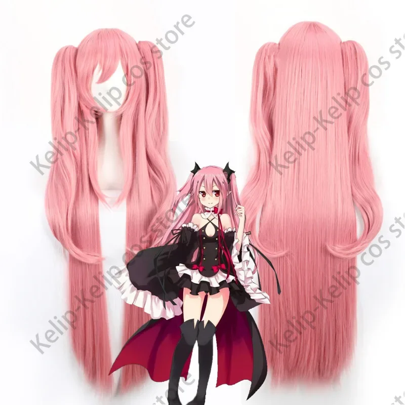 Disfraz de Anime Seraph of The End Krul Tepes para mujer, peluca de vampiro, vestido negro sin mangas, traje Sexy de Lolita para Halloween y Navidad