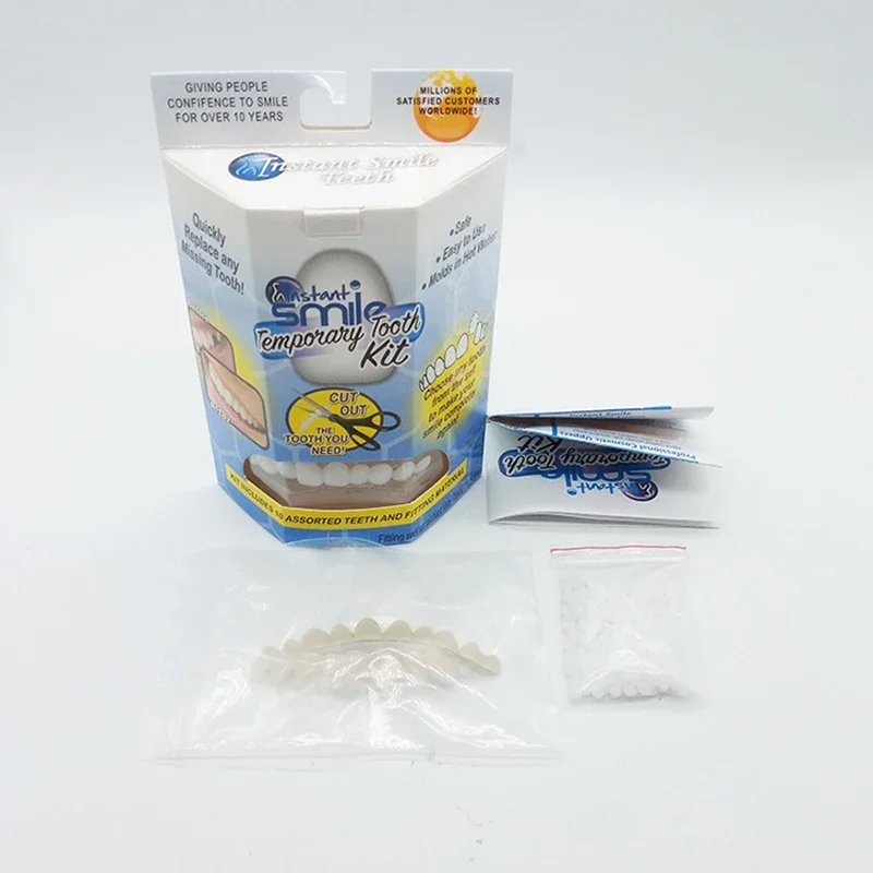 Sombra Natural folheado superior para os dentes branqueamento, sorriso instantâneo Comfort Fit flexível, 3 chaves e adesivos