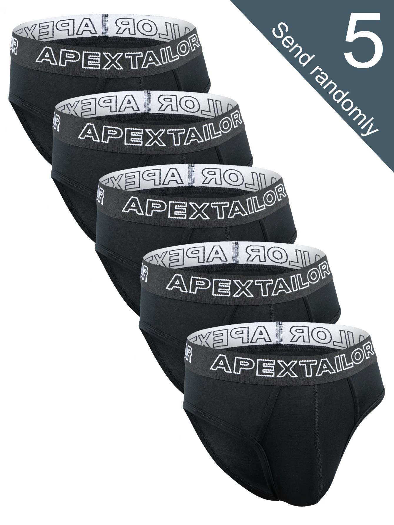 

[Men's Briefs] 5-Pack of Men's New Black Bamboo Fiber Briefs, Suitable for Daily Wear, Casual and Fashionable, Suitable for All Seasons, Breathable and Comfortable, Soft and Close-Fitting with High-Elastic Elastic Band Men's Underwear