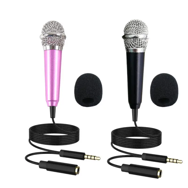 Mini Portable 3.5mm Stereo Studio Mic KTV Karaoke Mini Microphone for Smart Phone Laptop PC Desktop Handheld Audio Microphone