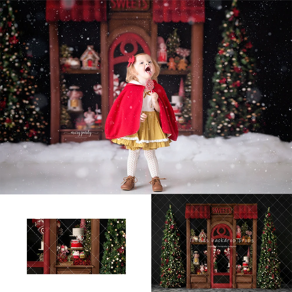 May Your Holidays Be Sweet Xmas Backdrops Kids Adult Photography Child Baby Photocall Christmas Snowy Store Street Backgrounds