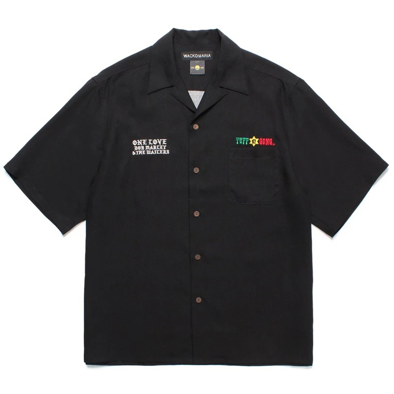 

WAO MARIA Bob Marley Embroidered Hawaii ort Sve irt Youth Summer Loose Fit Cuban Collar Button down Thiened Cool S...