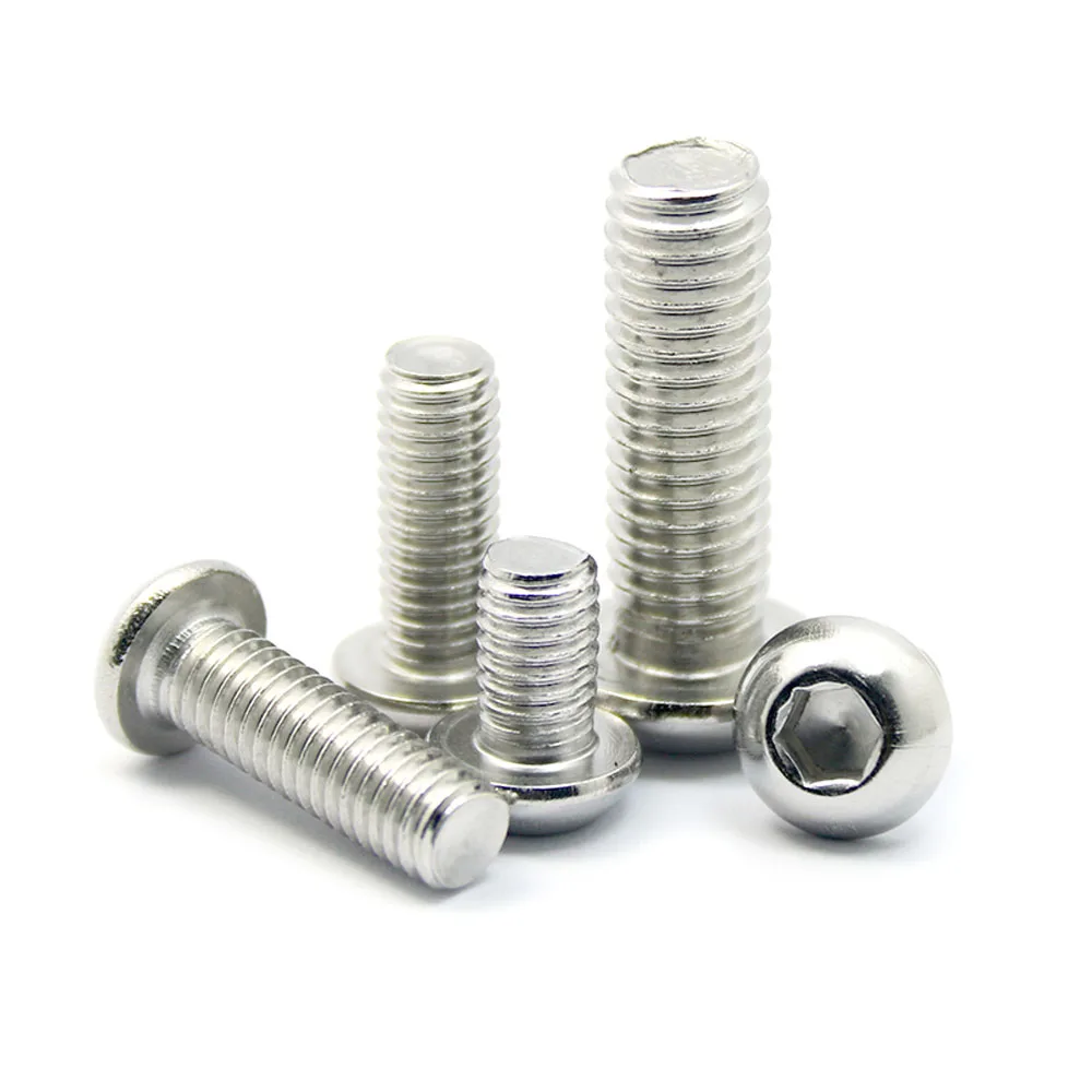 2/5/50pcs M1.6 M2 M2.5 M3 M4 M5 M6 M8 M10 ISO7380 304 Stainless Steel Hexagon Hex Socket Pan Button Allen Bolt Round Head Screw