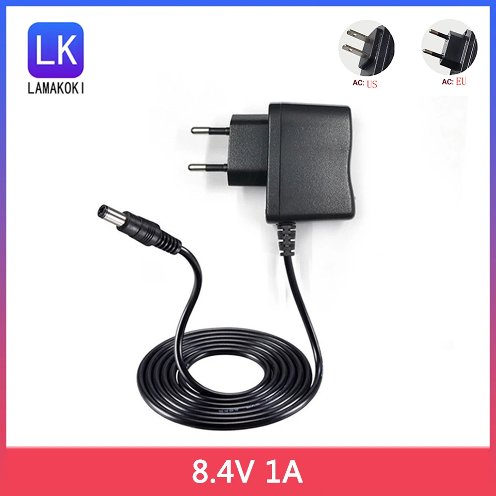 DC 8.4V 1A 1000ma Adapter Power AC 100-240V to  Charger Transformer for 18650 Lithium Battery