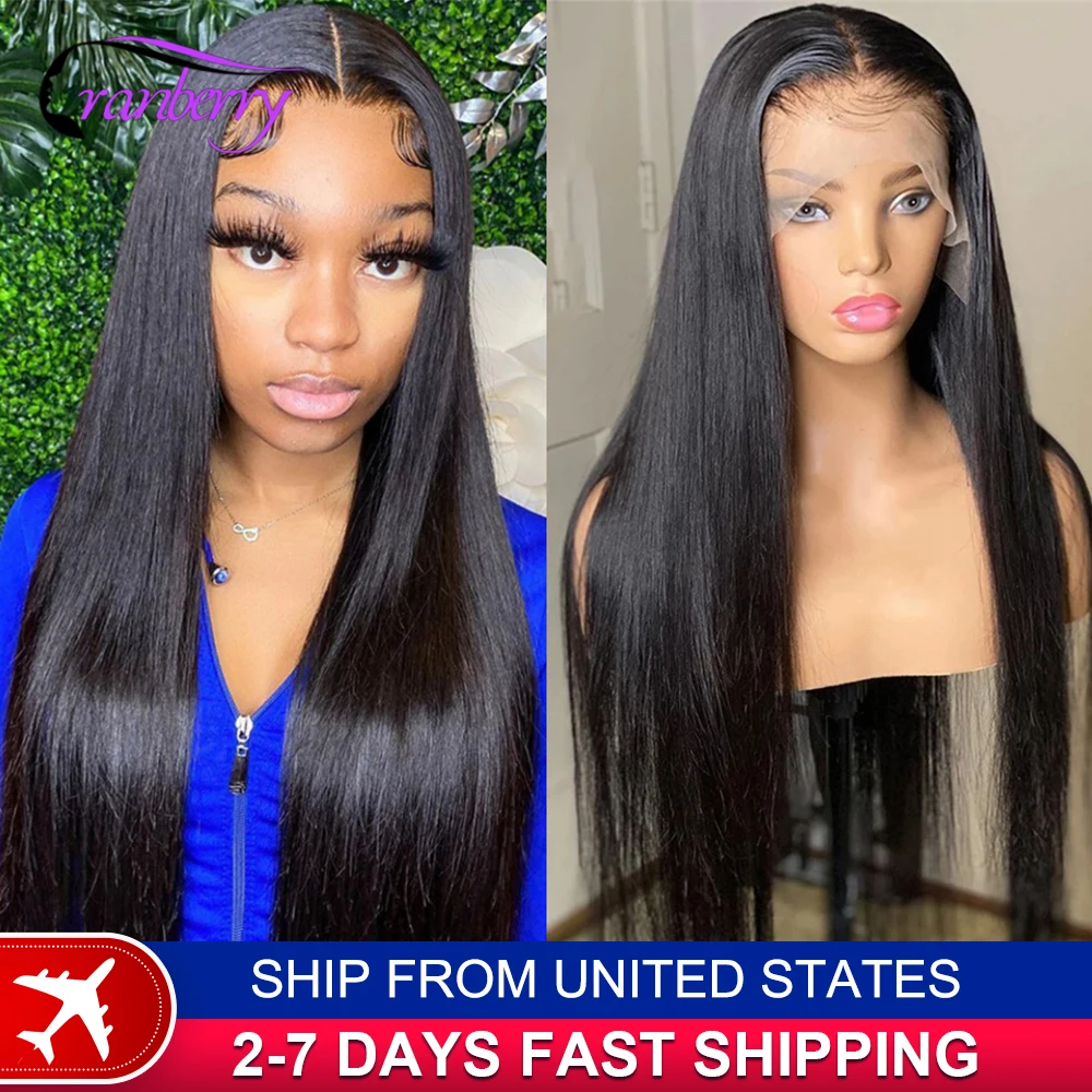 Human Hair Lace Wigs Remy Brazilian Transparent Straight Hair 13x4 Lace Frontal Wig 180% Density Cranberry 13x4 Lace Front Wig