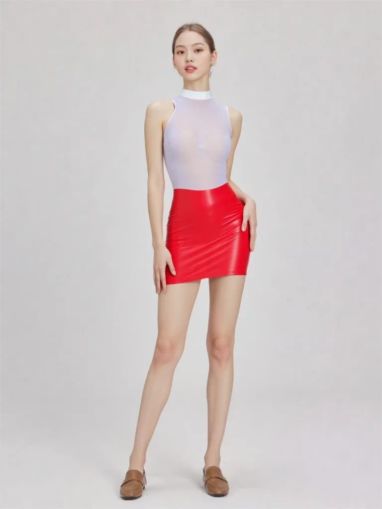 Vestido tubo de retales de malla transparente de PU para mujer, Sexy, de doble uso, cuello alto, ultracorto, envoltura de cadera, ropa ajustada para discoteca nocturna