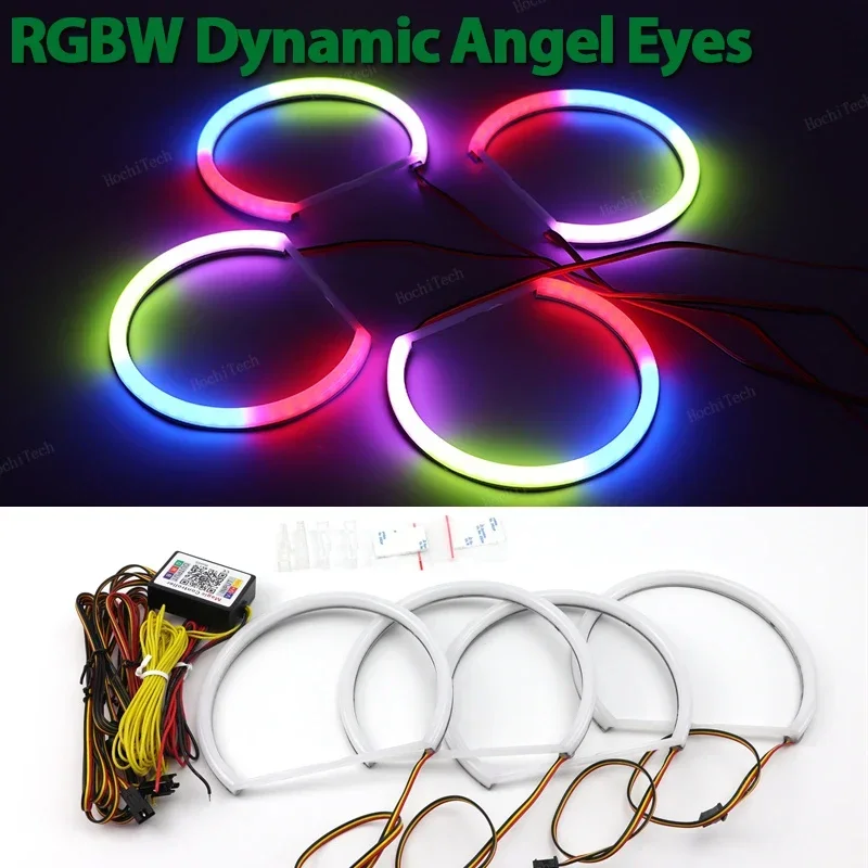 LED Light Rings RGBW multi-colored APP Remote Control Flowing  Ring Angel Eyes for BMW 3 5 7 Series E46 E39 E38 Turn Signal