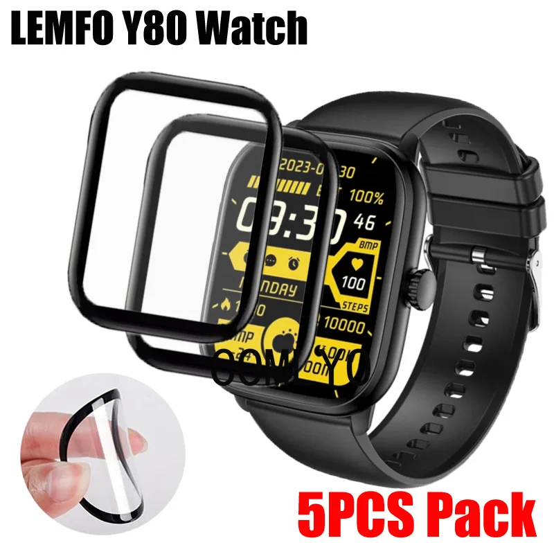 5PCS Pack For LEMFO Y80 Smart Watch Screen Protector Protective Full Cover 3D Film Curved Soft Films