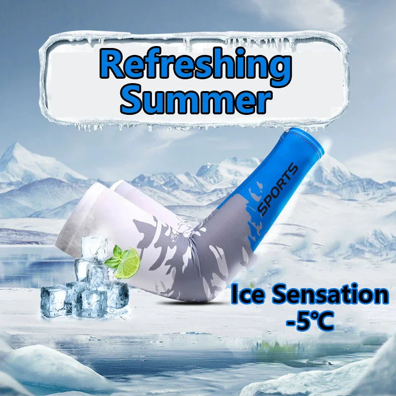 

1 пара летних эластичных рукавов из ледяного шелка для защиты от УФ-излучения, для мужчин и женщин, для активного отдыха, велоспорта, рыбалки, сетчатые спортивные нарукавники