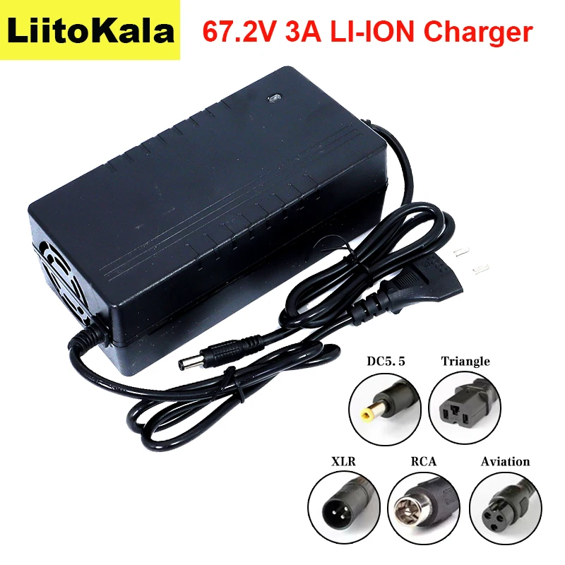 LiitoKala 67.2V 3A Lithium battery charger For 16 string 60V 18650 21700 li-ion battery pack