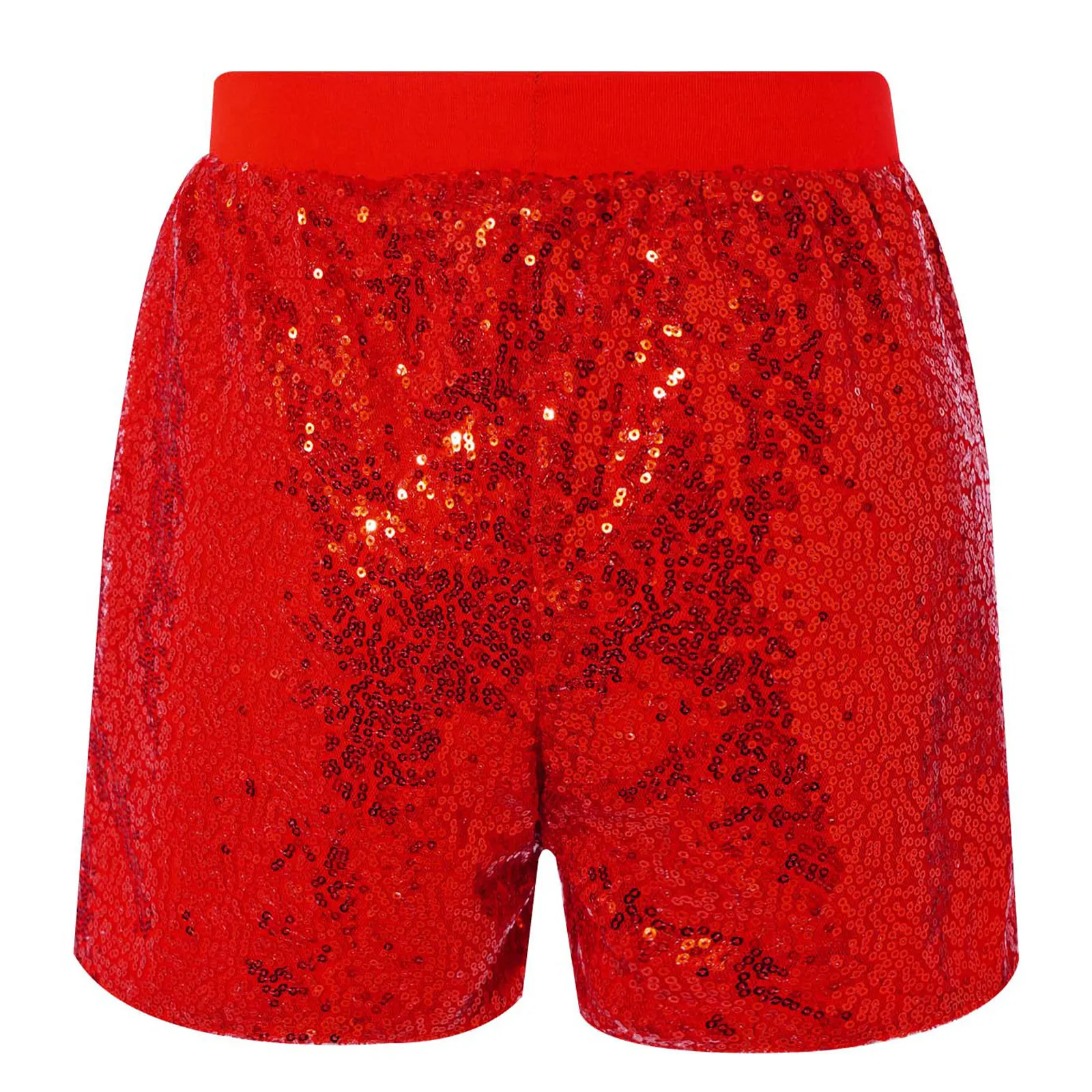 ‌Kids Girls Glitter Sequin Jazz Dance Shorts with Elastic Waistband Sparkly Comfortable Lined Bottoms for Stage Performances