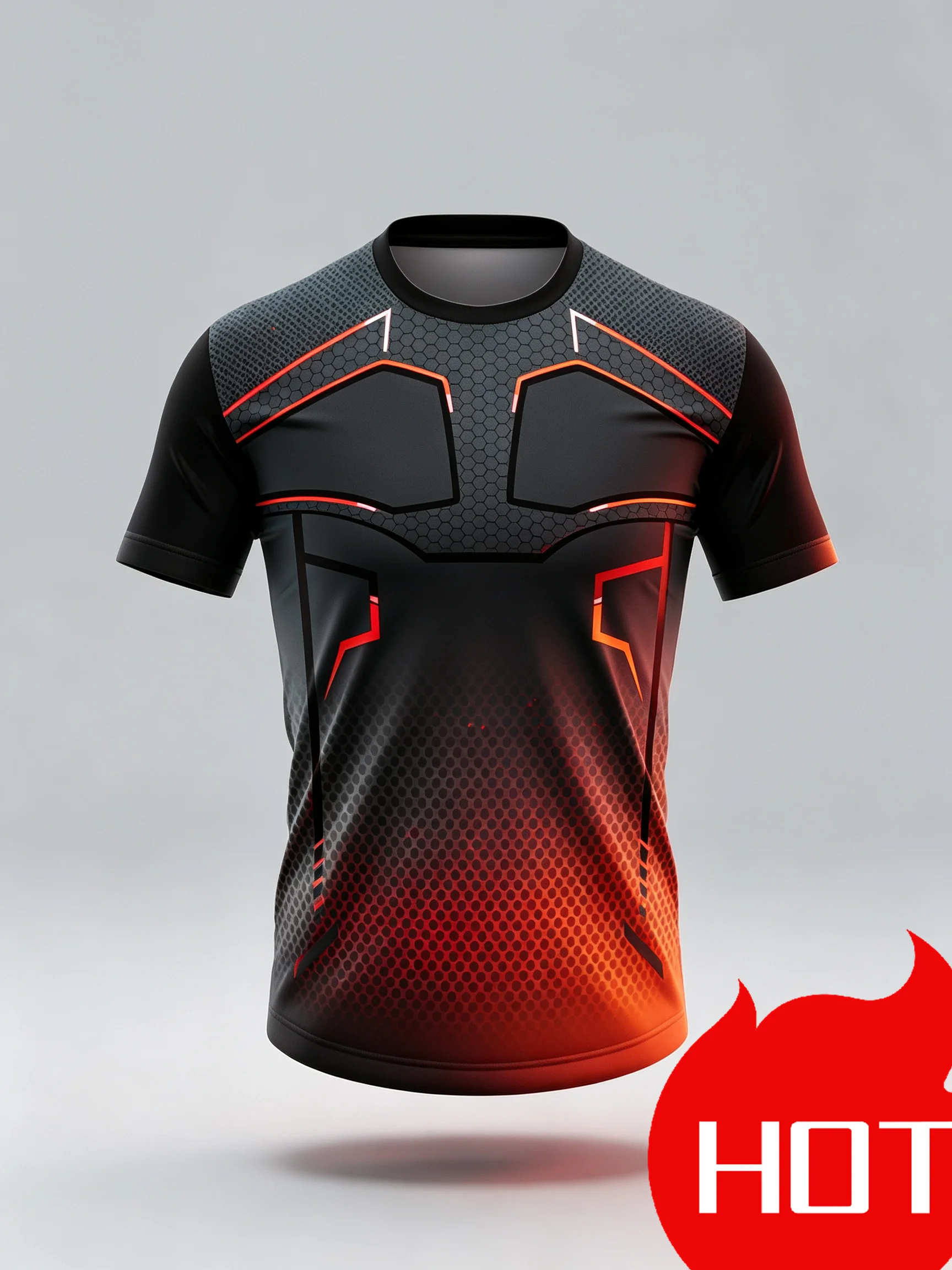 Men’s Athletic Performance Short Sleeve T-shirt, Geometric Print Crew Neck Sports Tee for Running Training Gym Wear Top
