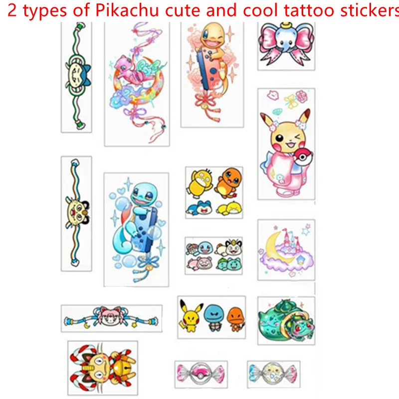 Pocket Monster Pikachu Action Character Cartoon Tattoo Waterproof Sticker Cute Decorative Toy For Children And Girls Birthday Gi