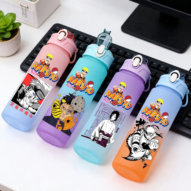 

NARUTO Sports Plastic Bottle Anime Uchiha Sasuke Sakura Gradient Drinking Pot 750ML Student Large Capacity Portable Water Cup