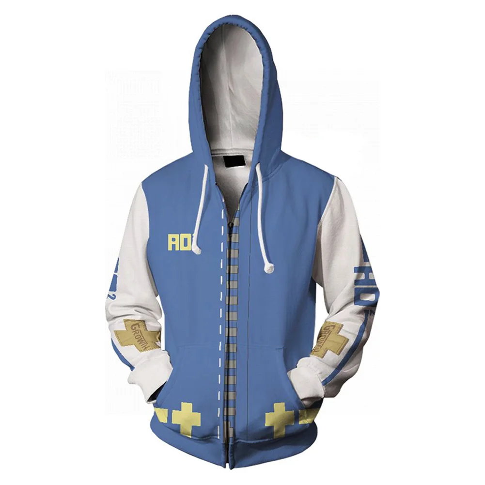 Bridget Cosplay Hoodie Guilty Anime Fantasy Gear 3D Printed Hooded Sweatshirt Men Women Casual Zip Up Jacket Coat