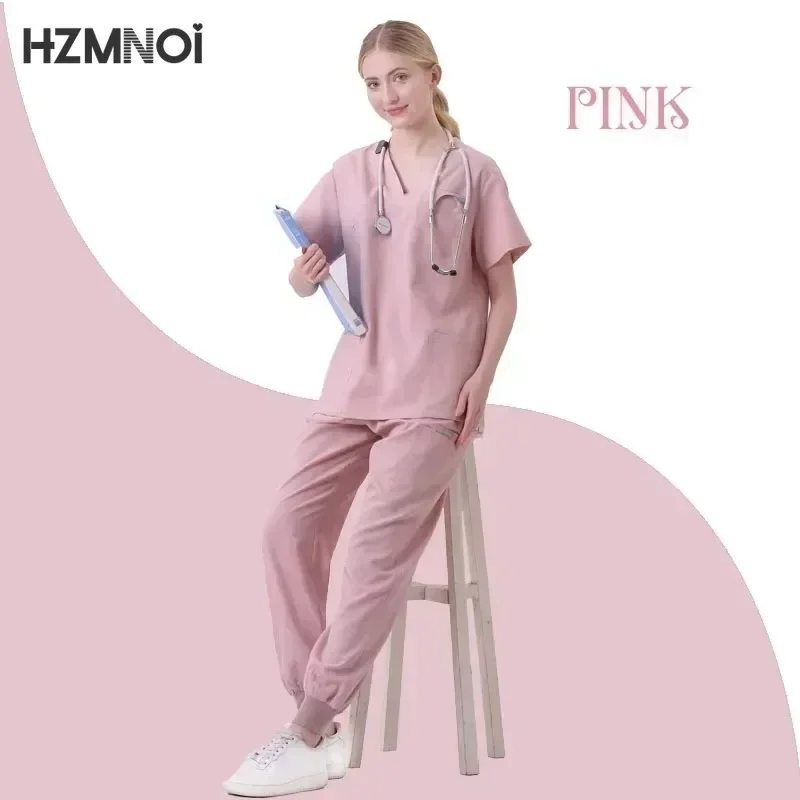 

Surgical Uniforms Women Scrub Set Medical Accessories Nurse Beauty Salon Workwear Clinical Scrubs Top+Pant Doctor Nursing Suits