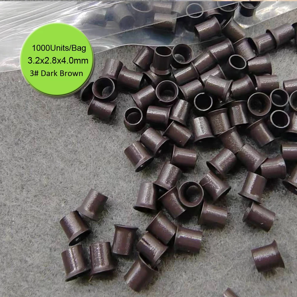 

1000pcs Locks Ring BeadEasily Mini Locks Micro Bead Links 3.2*2.8*4.0 mm Copper Micro Tubes Rings Links for Hair Extensions