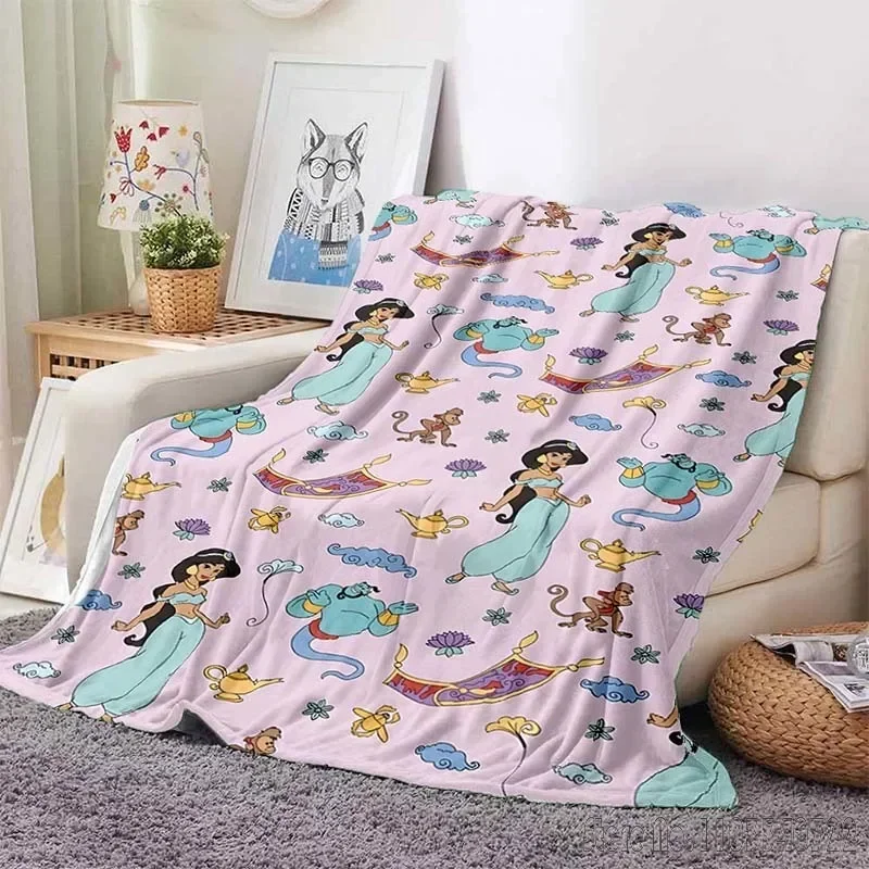 Disney Aladdin Jasmine Blanket Soft Fluffy Children Adults Sofa Plush Summer Quilt Girl Bedspread Throw Blanket for Sofa Bed