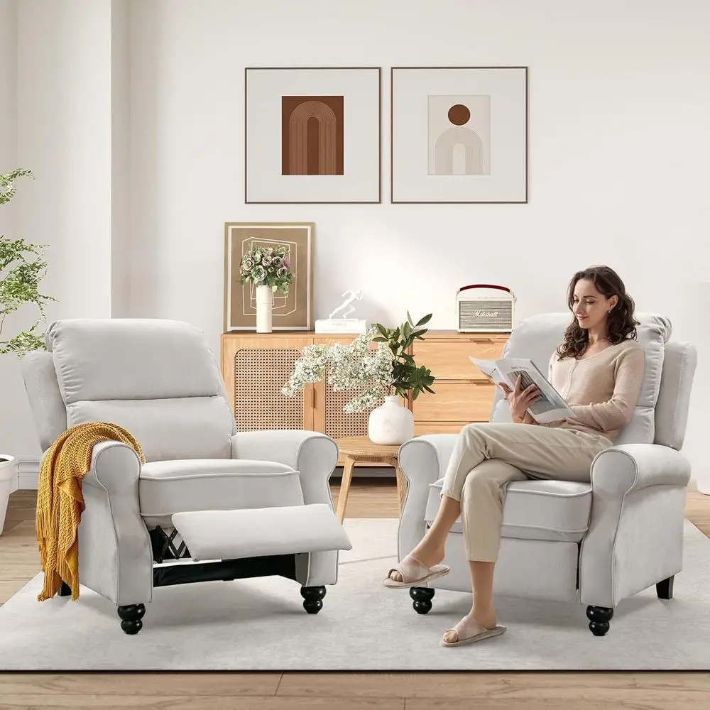 

2-Piece Reclining Chair Set with Padded Seats, Comfortable Fabric Upholstery, Ideal for Living Room, Bedroom, or Home Theater, W