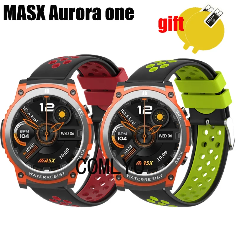 3in1 For MASX Aurora one Strap Silicone Soft Sports Band Belt Screen Protector Film