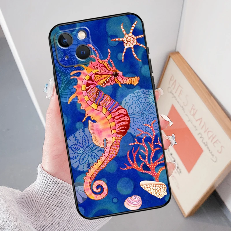 Seahorse Case Cover For iPhone 16 12 13 Mini 11 14 15 Pro Max Plus X XS XR SE 2020 SE 2022 Coque