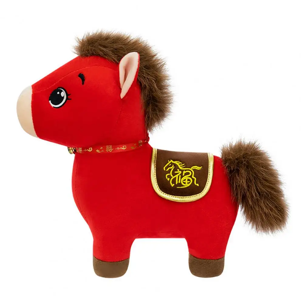 دمية الحصان ألعاب من نسيج مخملي 2026 سنة من دمية الحظ المحشوة مع زخرفة السنة الجديدة غامضة لسرير المكتب ديكور السيارة سعيد