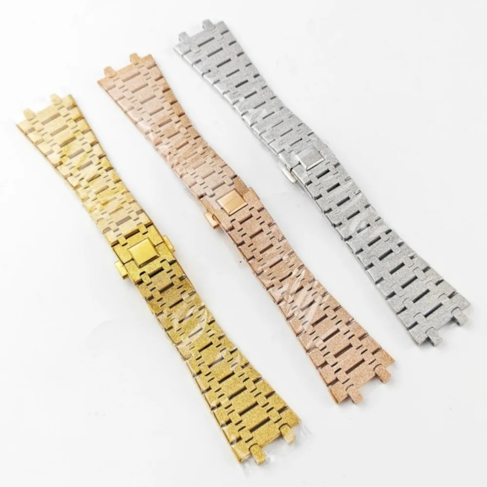 26mm Matte Gold Solid Stainless Steel Watch Bracelet Mechanical Watch Mod Parts Watch DIY Accessories