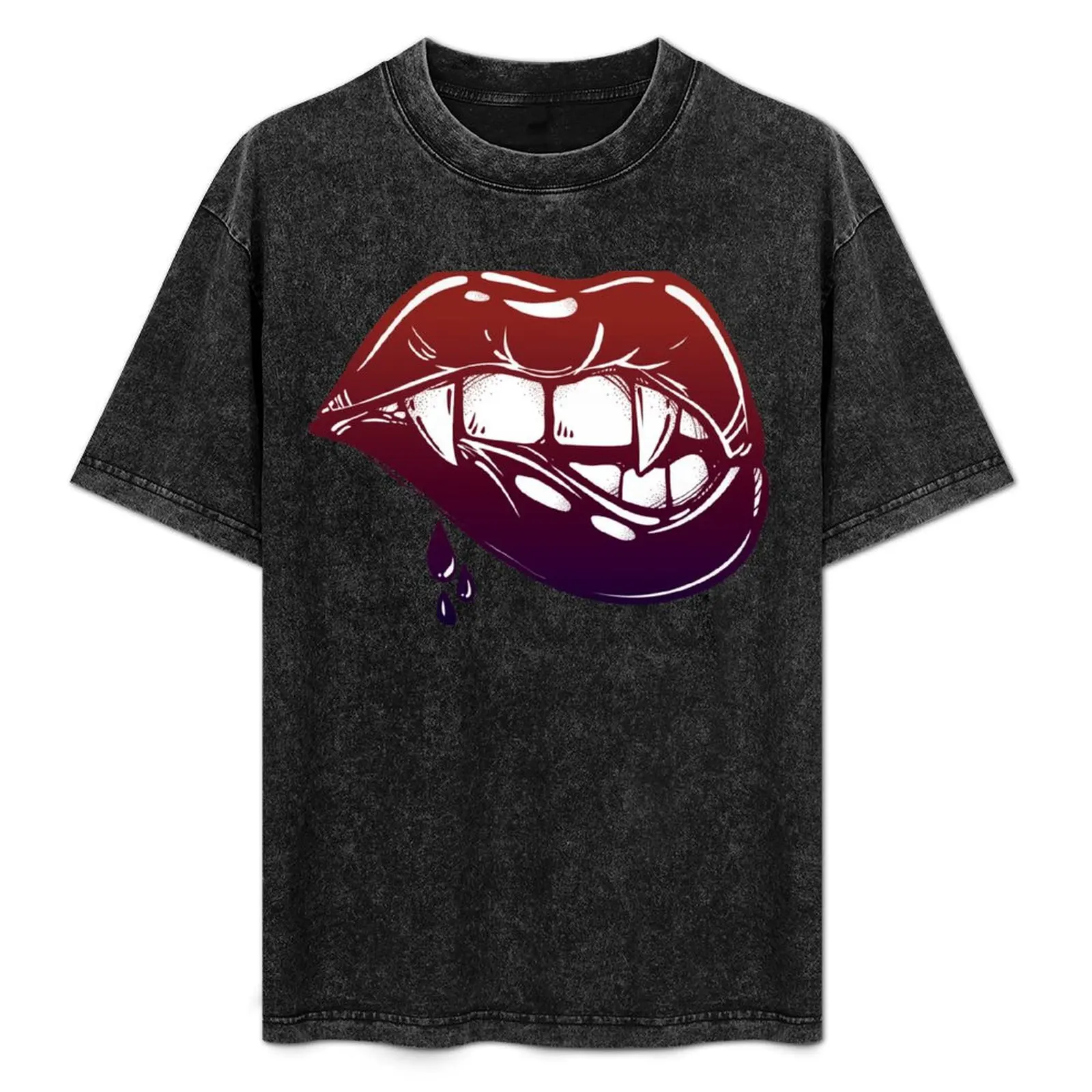 

Sexy Vampire Lips with Blood Dripping T-Shirt Summer Fashion Casual Tee Shirt
