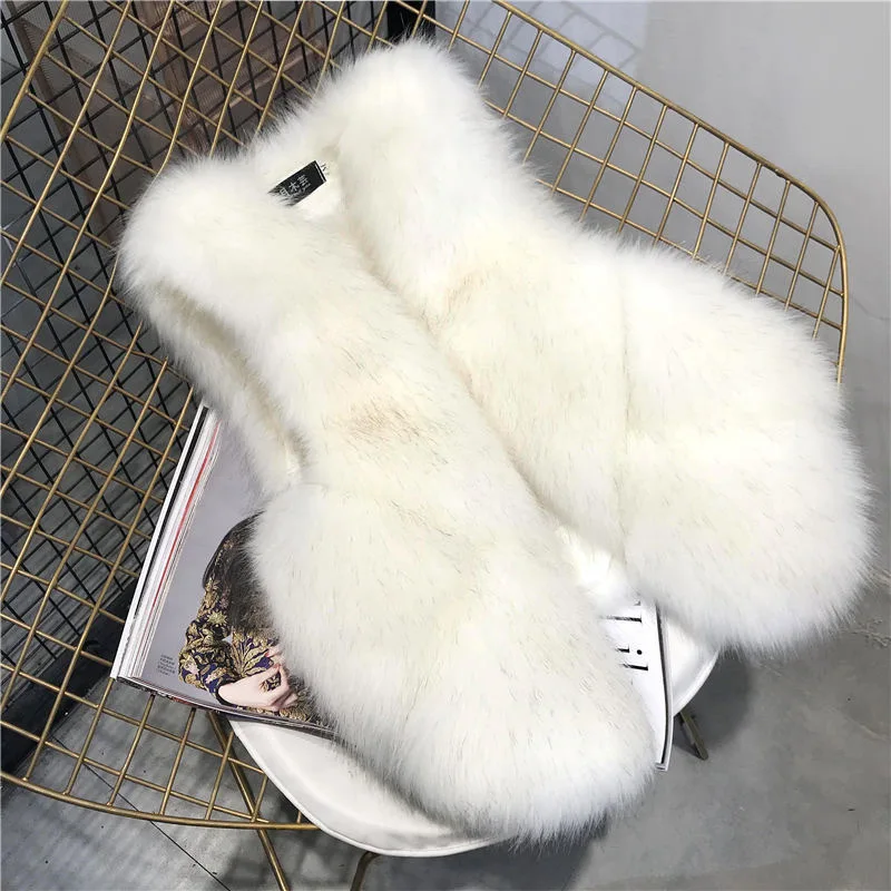 

Vests Women Faux Fur Coats Jackets Vest Coat Thick Warm Y2k Streetwear Jacket Sleeveless Elegant Work Outerwear Autumn Winter