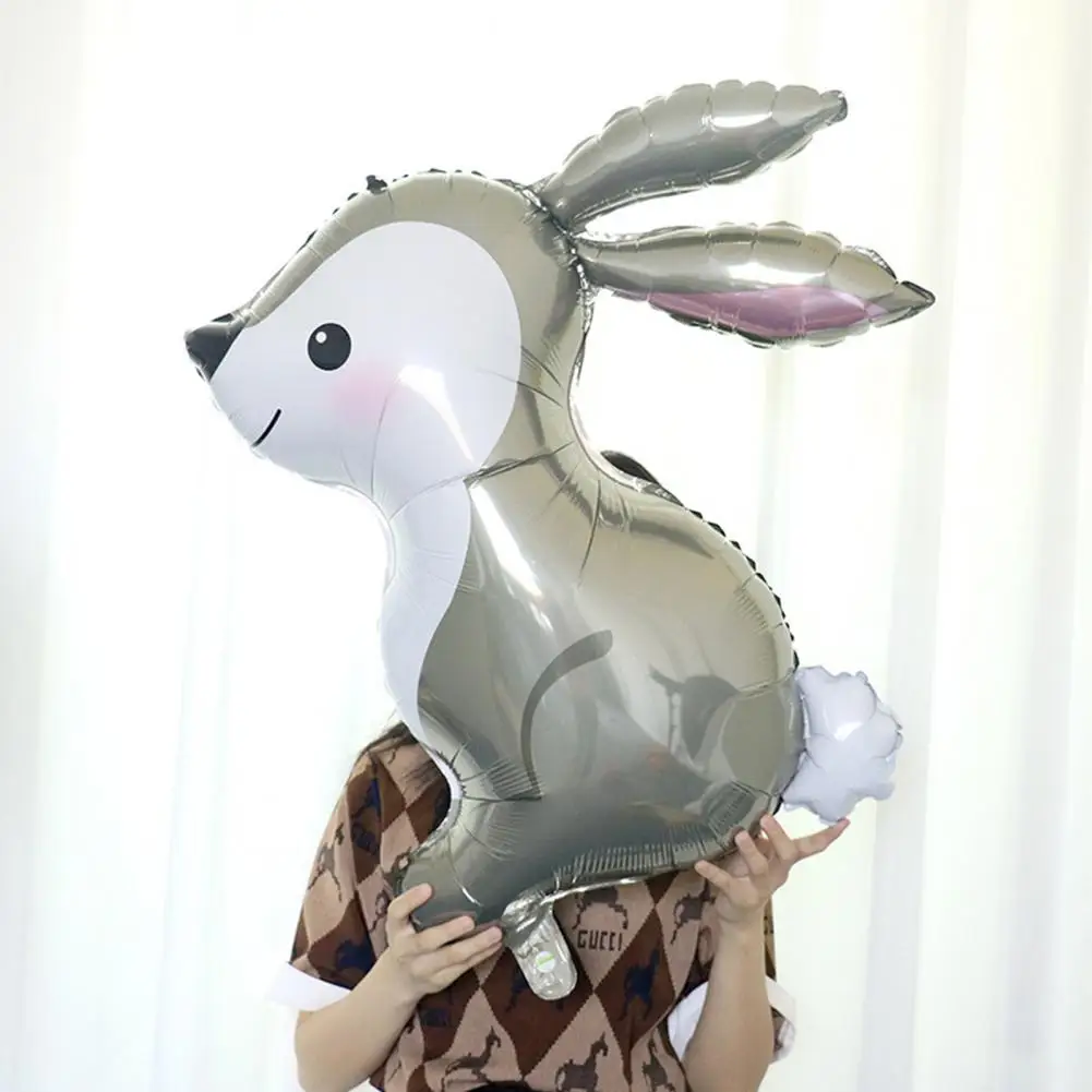 1Pc/3Pcs Gray Bunny Balloon Long Ears Rabbit Inflatable Holiday Easter Bunny Aluminum Film Balloon Home easter decoration 2023