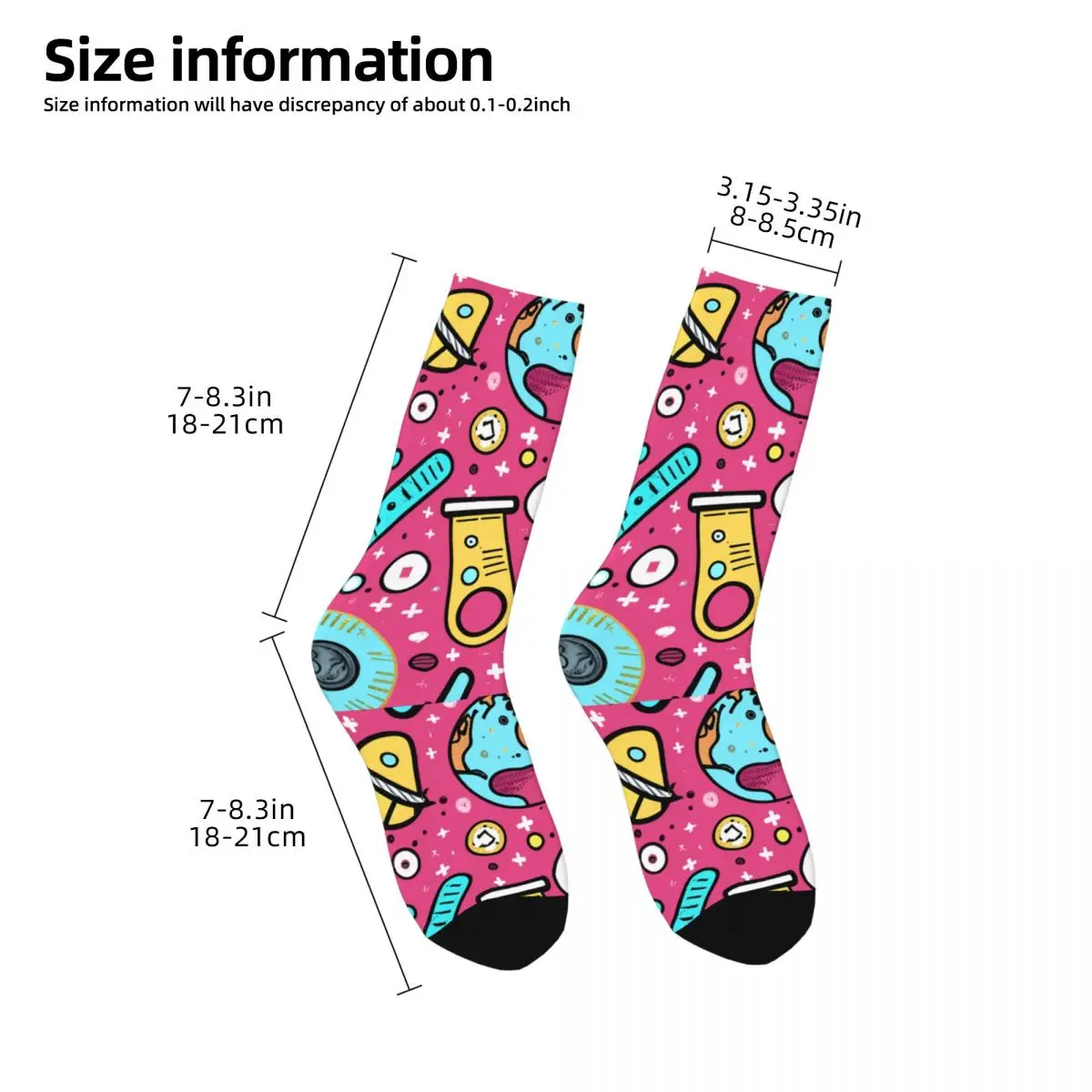 Funny Crazy Sock for Men Science Tools Vintage Science Chemistry Pattern Breathable Pattern Printed Crew Sock Casual Gift