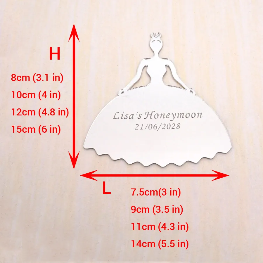 맞춤 결혼식 거울 신부 태그 카드 맞춤 연인 이름 날짜 신부 호의 게스트 선물 파티 장식 용품, 30 개 10cm