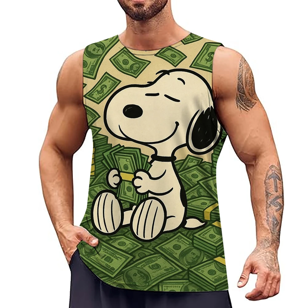 

Летняя мужская майка для спортзала Snoopy, одежда для фитнеса и тренировок, быстросохнущая, свободная рубашка без рукавов для фитнеса, мужская модная баскетбольная рубашка