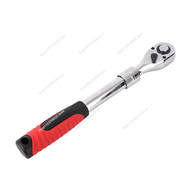 3/8-inch 72-Tooth 5-Degree Arc Swing Pear Head Ratchet with Extendable 12.5-inch Handle ergonomic soft-grip handle