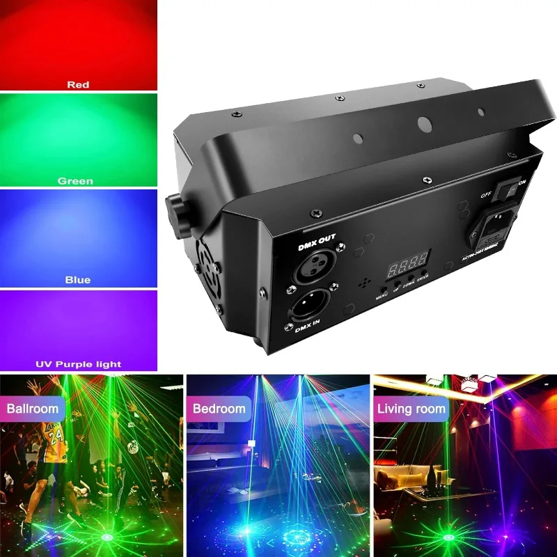 21 Eye Laser Stage Light 64 Pattern Red Green Blue Background Dyed Light UV Purple Light KTV Bar Party Jumping Laser Spotlight