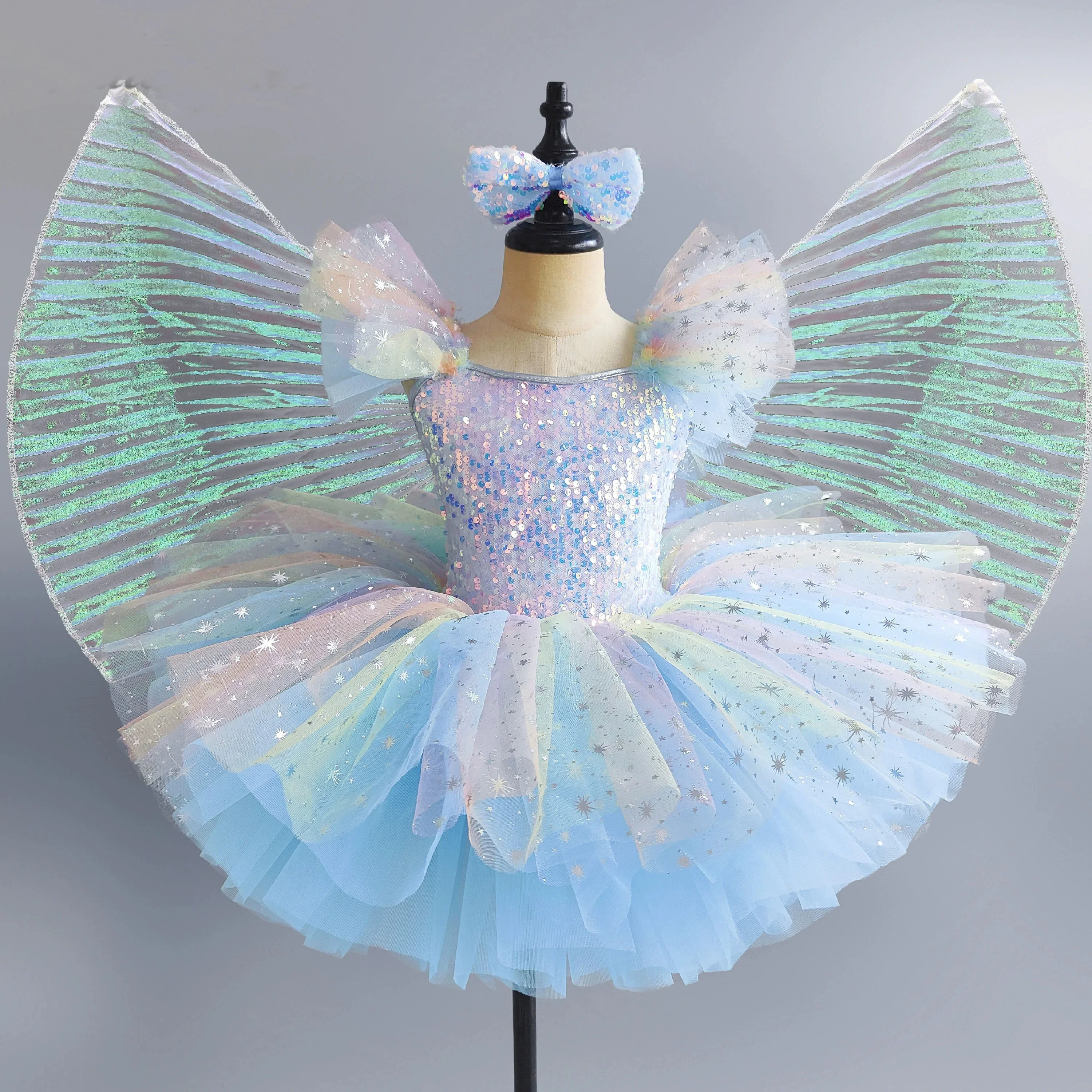 Children Ballet Dress Royal Green Romantic Tutu Dance Dress For Girls Kids Leotard Ballerina Group Performance Ballet Wear