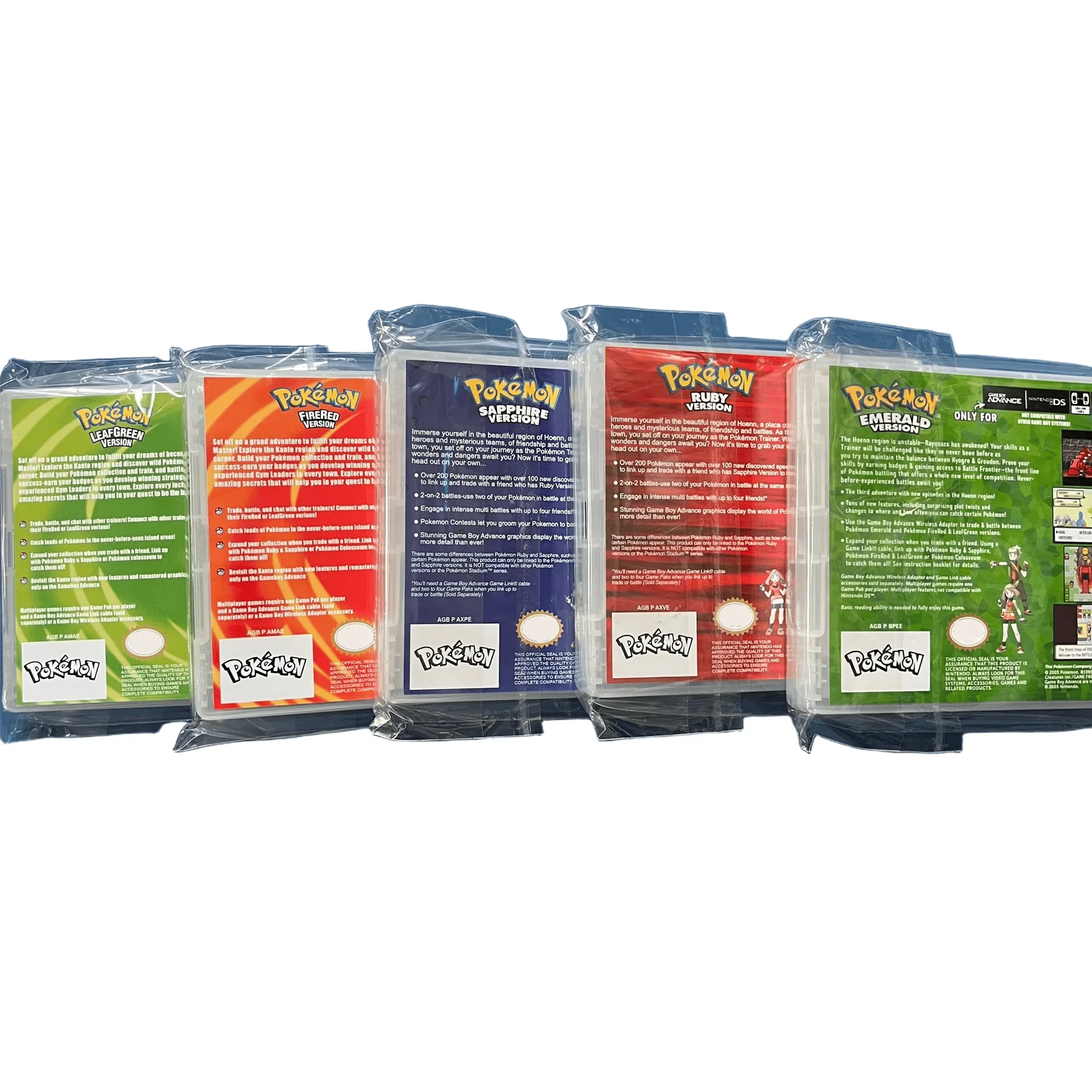حار الولايات المتحدة الأمريكية بوكيمون سلسلة الزمرد الناري الأحمر ورقة خضراء روبي الياقوت 5 إصدارات GBA لعبة في صندوق لخرطوشة ألعاب الفيديو 32 بت
