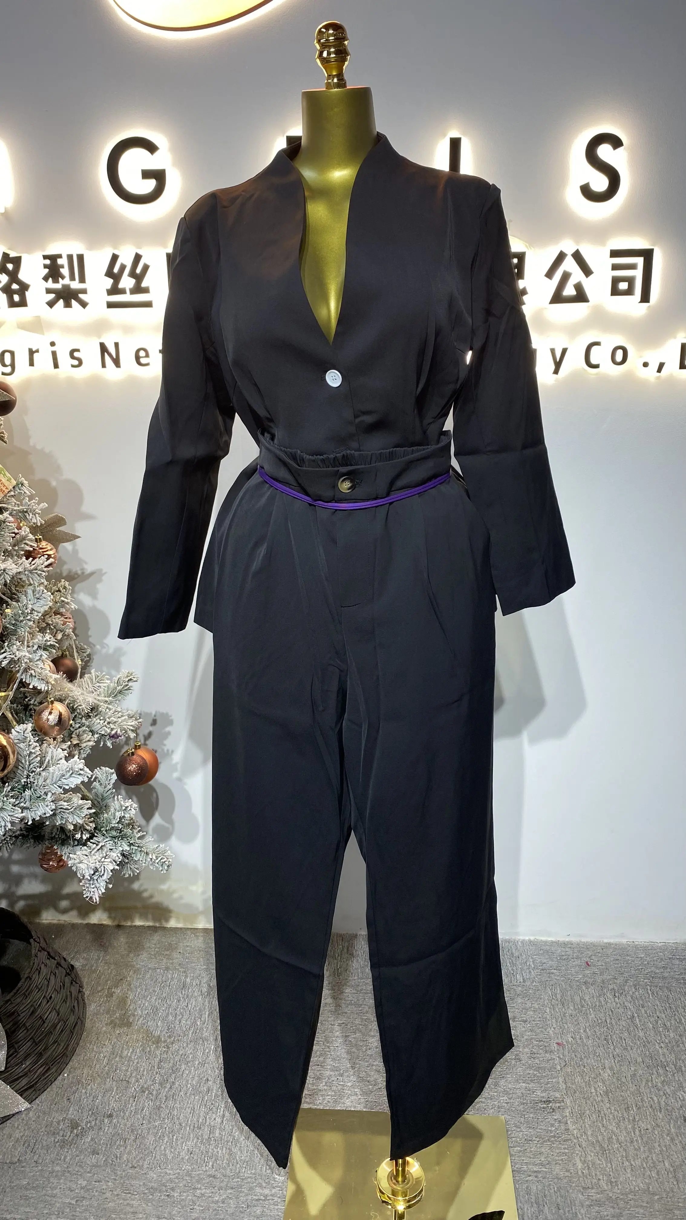 

Passoosi Hot Selling Custom One-Piece Belt Bodysuit 2025 Single-Breasted Long Sleeve-GZXX180