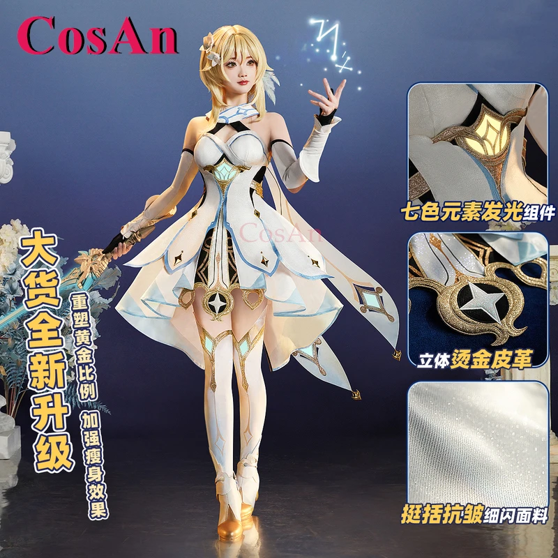 

CosAn Hot Game Genshin Impact Lumine Cosplay Costumes Traveller Elegant Battle Uniform Halloween Party Role Play Clothing S-XL