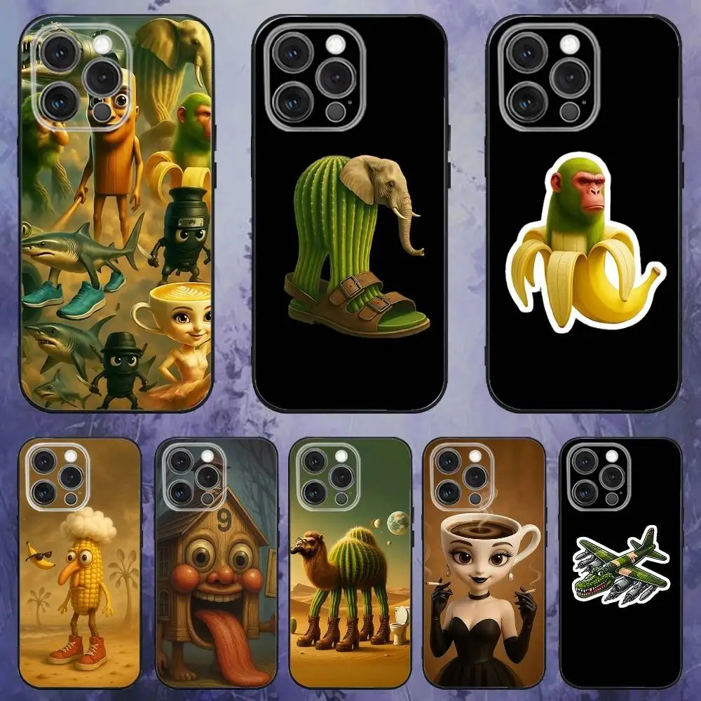 

B-Brainrot Tralalero Phone Case For iPhone 17,16,15,14,13,12,Pro,Max,Plus,E,SE4,Air,Mini Black Soft Box