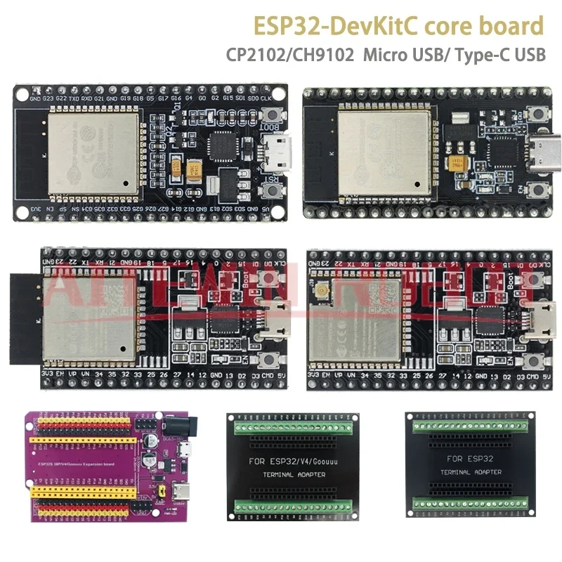 

Основная плата ESP32-DevKitC Плата разработки ESP32 38-контактный WIFI + Bluetooth-совместимый IoT NodeMCU-32 ESP32-WROOM-32D ESP32-WROOM-32U