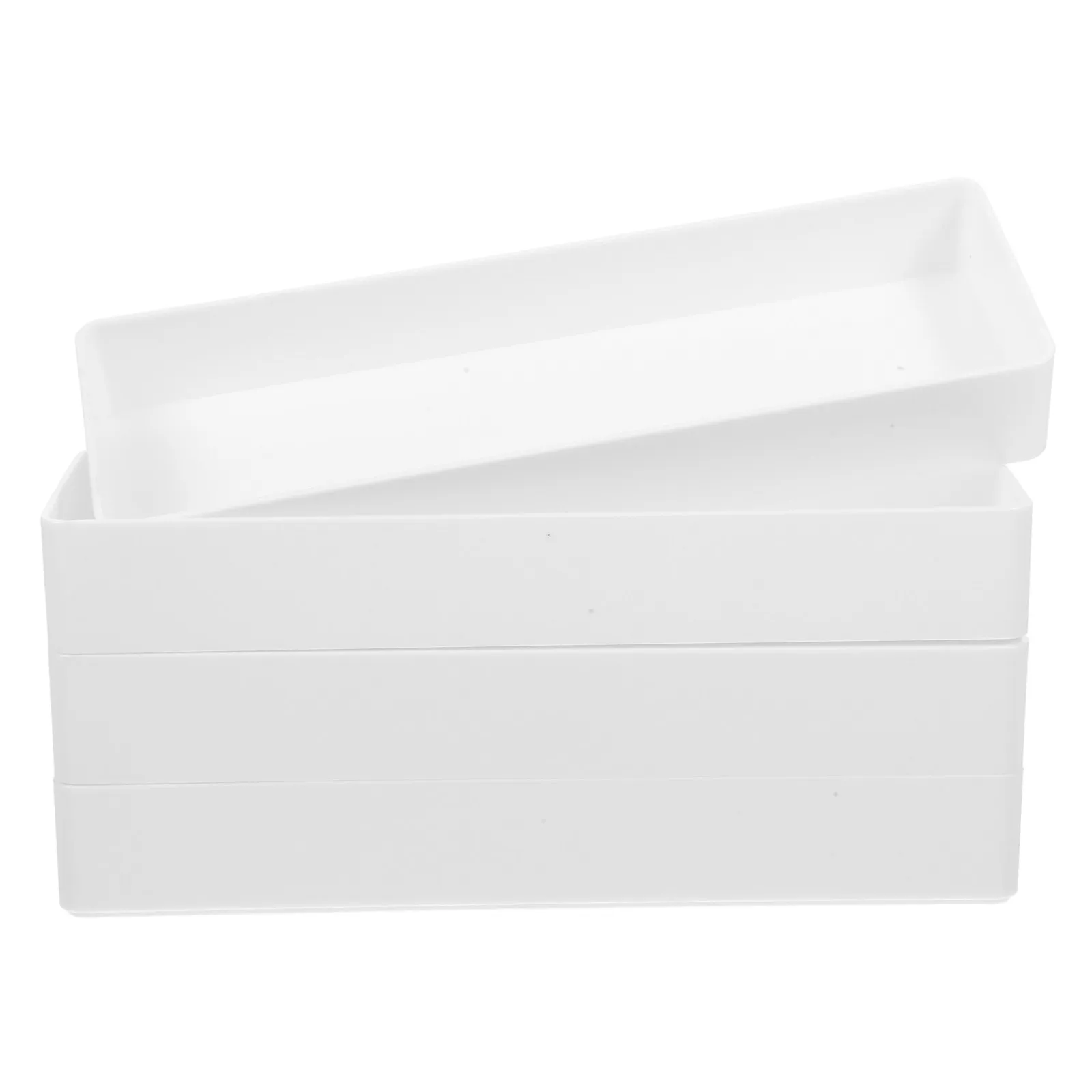 

Набор из 4 неглубоких органайзеров для ящиков: прозрачные пластиковые лотки для хранения, идеально подходят для дома, офиса и организации рабочего стола