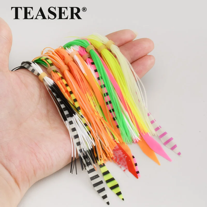TEASER 10 Stück Mehrfarbige Leuchtende Silikon-Fischköder, DIY Tintenfisch-Angelköder Spinner Buzz Bait Angelzubehör