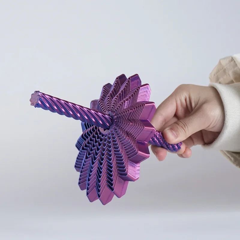 

3d Printed Visual Illusion Folding Puzzle Toy Edge Decompression Folding Long Umbrella With Handle Fingertip Toy For Kids Adults